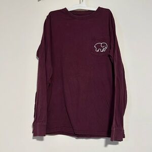 Ivory Ella long sleeve tee, maroon. XS